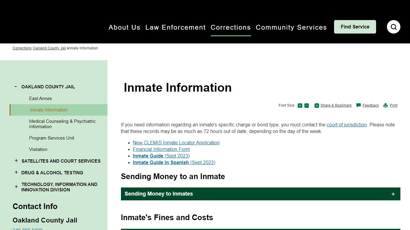 Inmate Information | Oakland County, MI